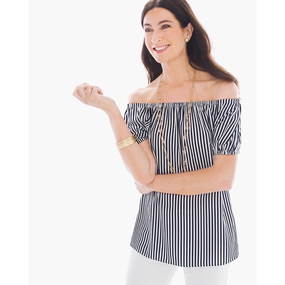 Chico's Tops - CHICOS Womens Top Shoulder Striped Blouse NWT